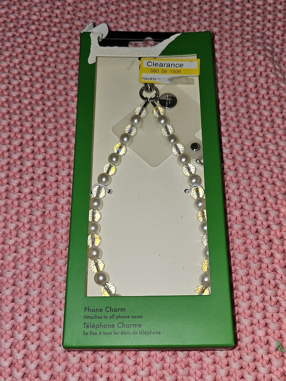 kate spade Silver and White Pearl Phone Charm